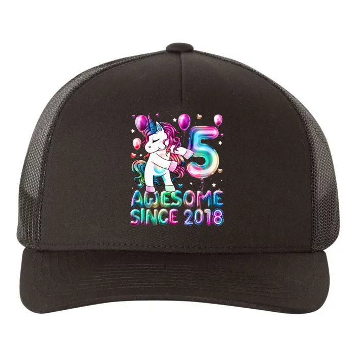 5 Years Old Unicorn Flossing 5th Birthday Girl Unicorn Party Yupoong Adult 5-Panel Trucker Hat