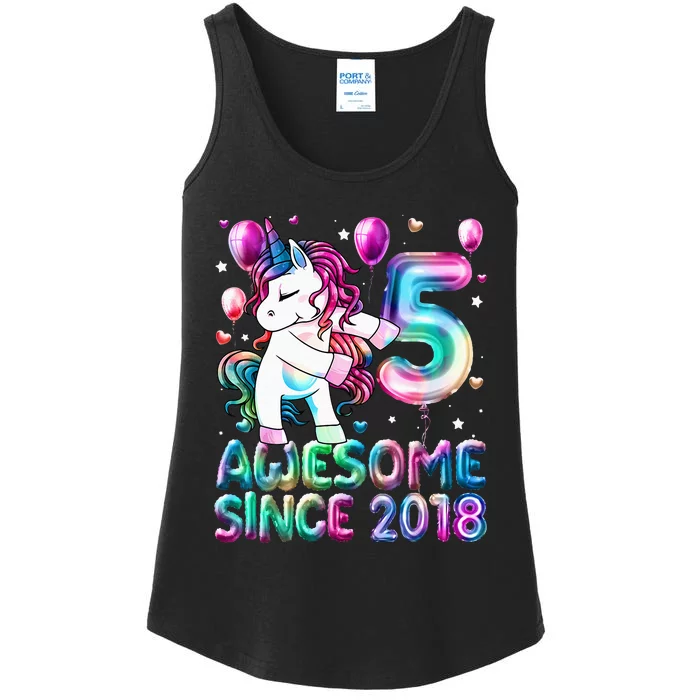 5 Years Old Unicorn Flossing 5th Birthday Girl Unicorn Party Ladies Essential Tank