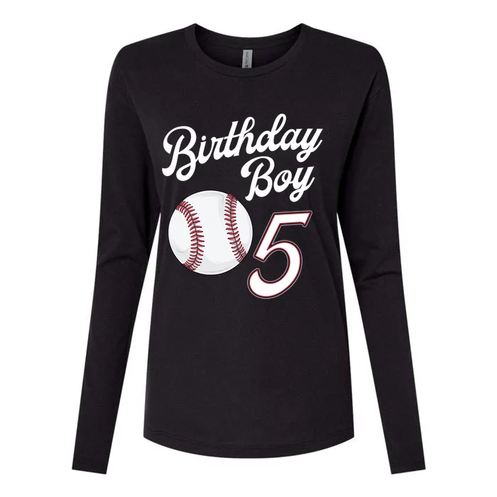 5 Years Old Baseball Themed 5th Birthday Party Sports Womens Cotton Relaxed Long Sleeve T-Shirt