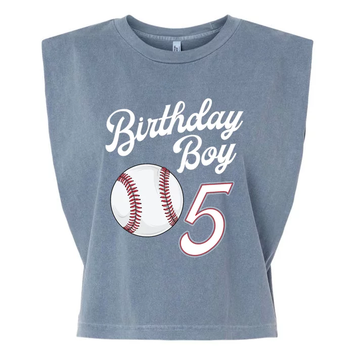 5 Years Old Baseball Themed 5th Birthday Party Sports Garment-Dyed Women's Muscle Tee