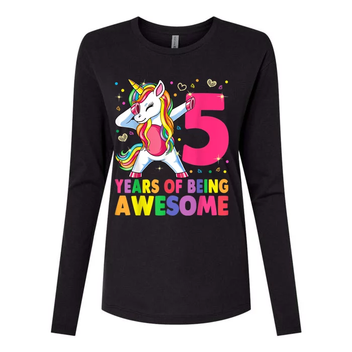 5 Years Old Unicorn Dabbing 5th Birthday Girl Unicorn Party Womens Cotton Relaxed Long Sleeve T-Shirt