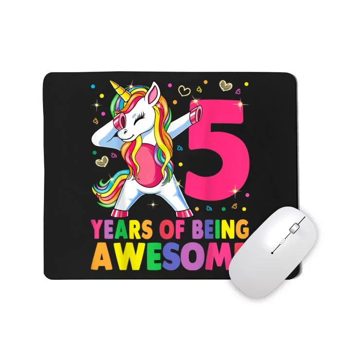 5 Years Old Unicorn Dabbing 5th Birthday Girl Unicorn Party Mousepad