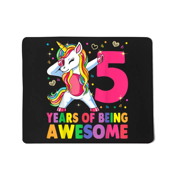 5 Years Old Unicorn Dabbing 5th Birthday Girl Unicorn Party Mousepad