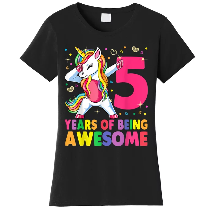 5 Years Old Unicorn Dabbing 5th Birthday Girl Unicorn Party Women's T-Shirt