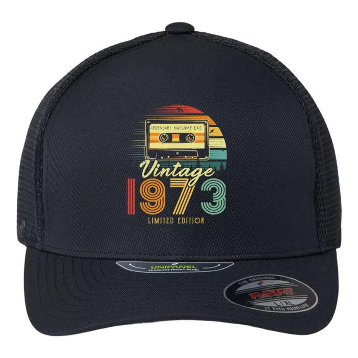 50 Year Old Gifts Vintage 1973 Cassette Tape 50th Birthday Flexfit Unipanel Trucker Cap