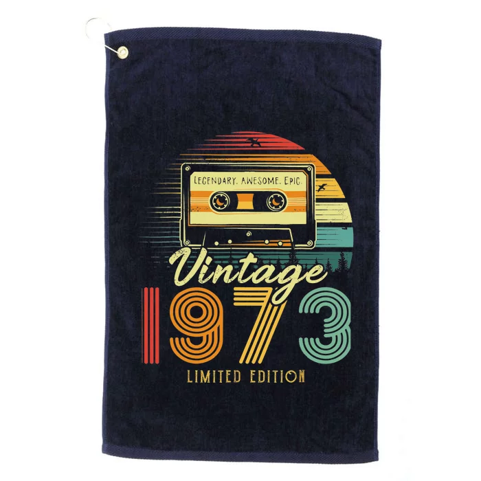 50 Year Old Gifts Vintage 1973 Cassette Tape 50th Birthday Platinum Collection Golf Towel