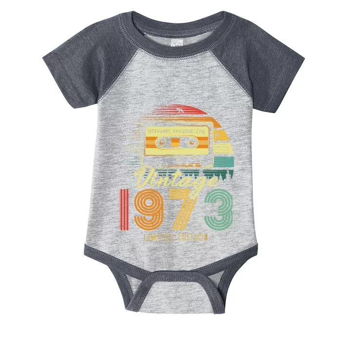 50 Year Old Gifts Vintage 1973 Cassette Tape 50th Birthday Infant Baby Jersey Bodysuit