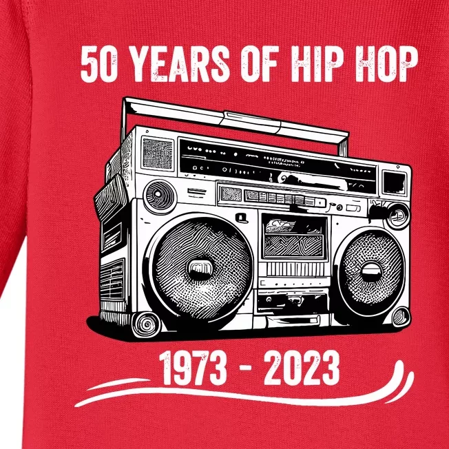 50 Years Of Hip Hop 50th Anniversary Of Rap Baby Long Sleeve Bodysuit