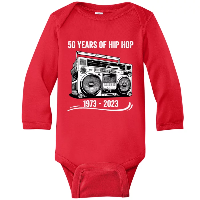 50 Years Of Hip Hop 50th Anniversary Of Rap Baby Long Sleeve Bodysuit