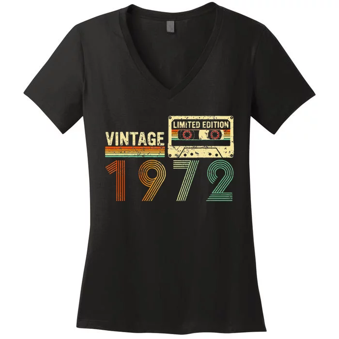 50 Year Old Gifts Vintage 1972 50th Birthday Women's V-Neck T-Shirt