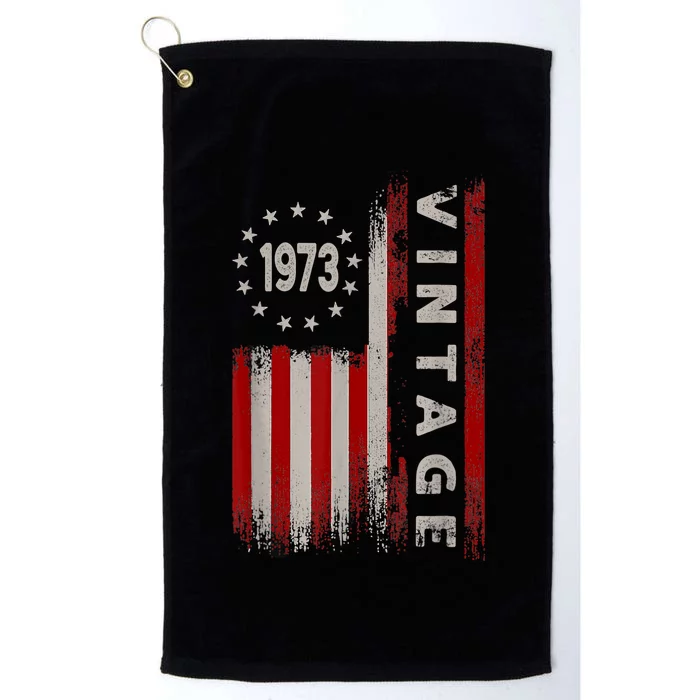 50 Year Old Gifts Vintage 1973 American Flag 50th Birthday Platinum Collection Golf Towel