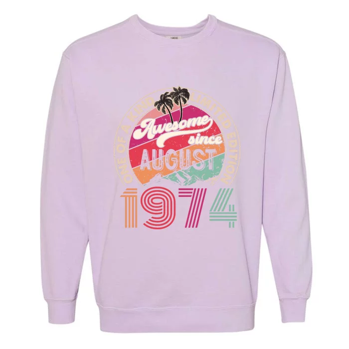 50 Years Old Vintage Retro August 1974 Birthday Garment-Dyed Sweatshirt