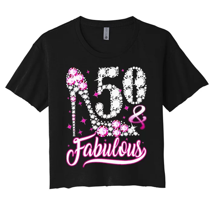 50 Years Old Gifts 50 & Fabulous 50th Birthday Pink Diamond Women's Crop Top Tee