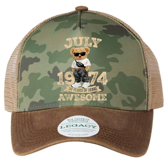 50 Years Of Being Awesome July 1974 Cool 50th Birthday Gift Legacy Tie Dye Trucker Hat