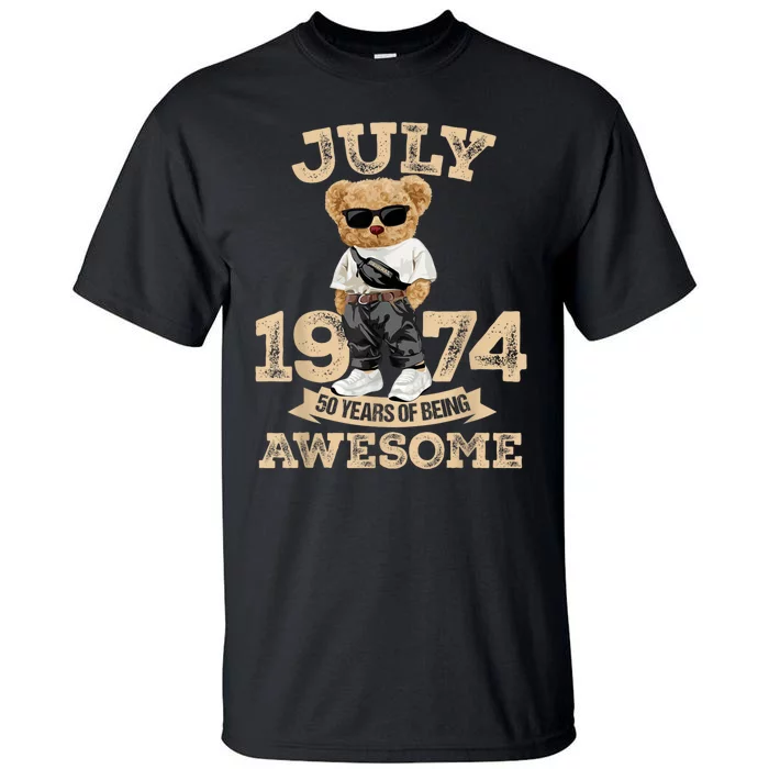 50 Years Of Being Awesome July 1974 Cool 50th Birthday Gift Tall T-Shirt