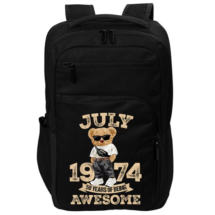 50 Years Of Being Awesome July 1974 Cool 50th Birthday Gift Impact Tech Backpack