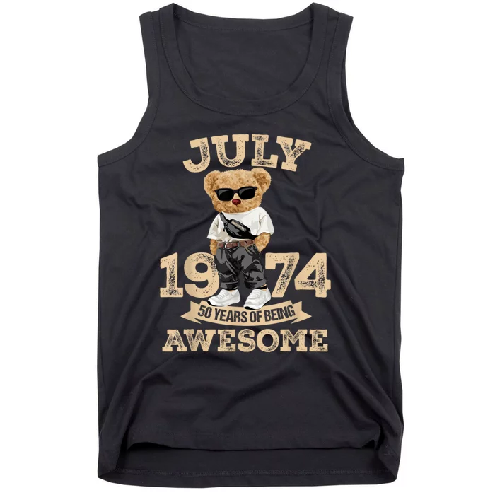 50 Years Of Being Awesome July 1974 Cool 50th Birthday Gift Tank Top