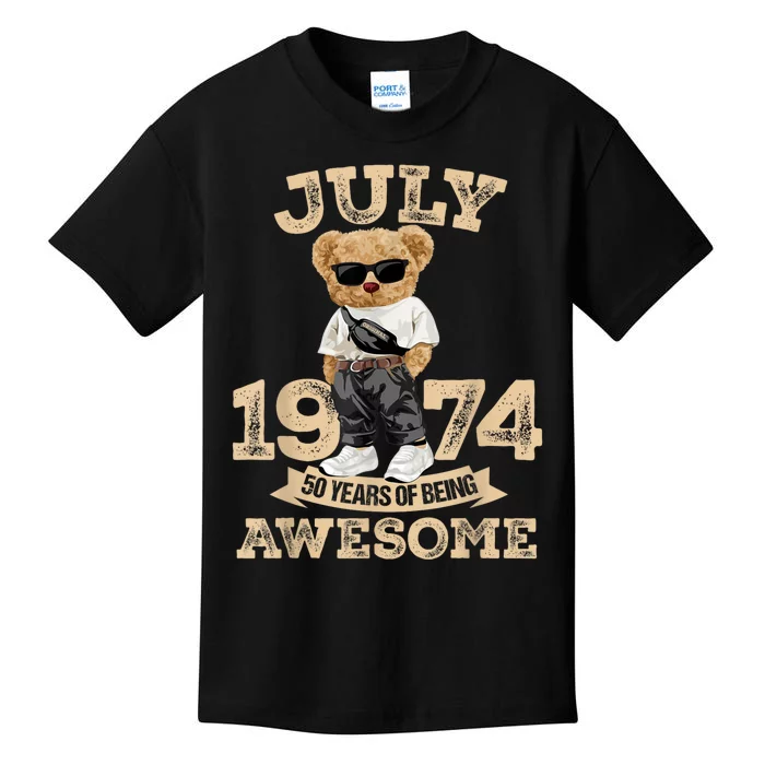 50 Years Of Being Awesome July 1974 Cool 50th Birthday Gift Kids T-Shirt