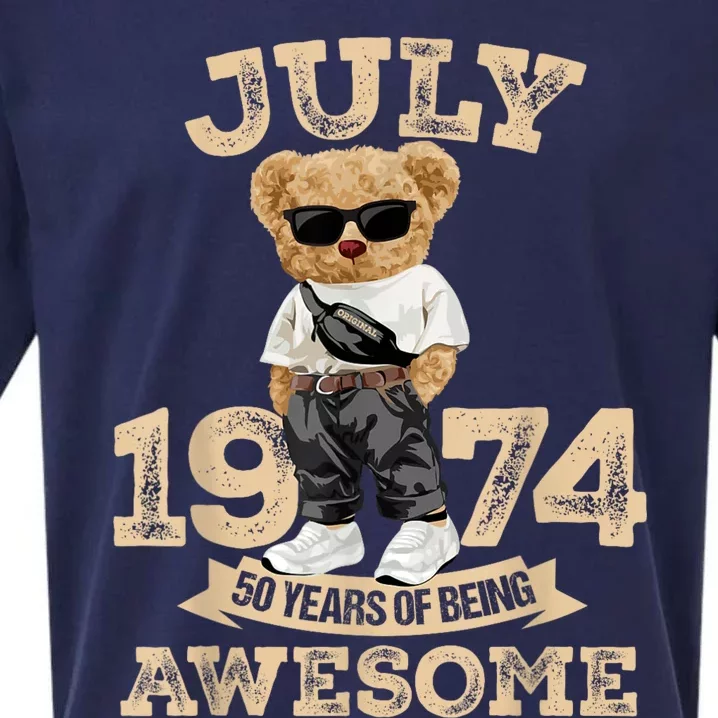 50 Years Of Being Awesome July 1974 Cool 50th Birthday Gift Sueded Cloud Jersey T-Shirt