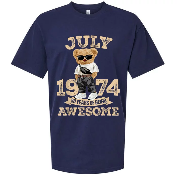 50 Years Of Being Awesome July 1974 Cool 50th Birthday Gift Sueded Cloud Jersey T-Shirt