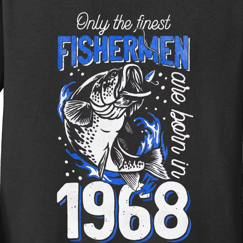 53 Years Old Fishing Fisherman 1968 53rd Birthday Kids Long Sleeve Shirt