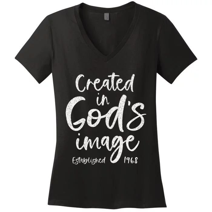 56 Year Old Christian Love Jesus And God 1968 56th Birthday Women's V-Neck T-Shirt