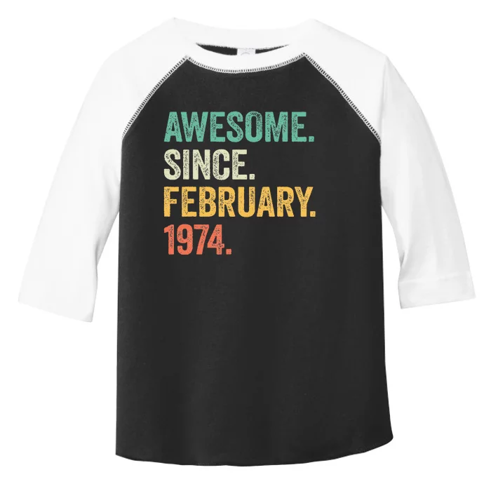 50 Year Old Gifts Awesome Since February 1974 50th Birthday Toddler Fine Jersey T-Shirt