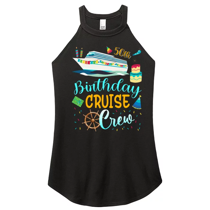 50 Years Old Birthday Cruise Crew Father Mother Birthday Women’s Perfect Tri Rocker Tank