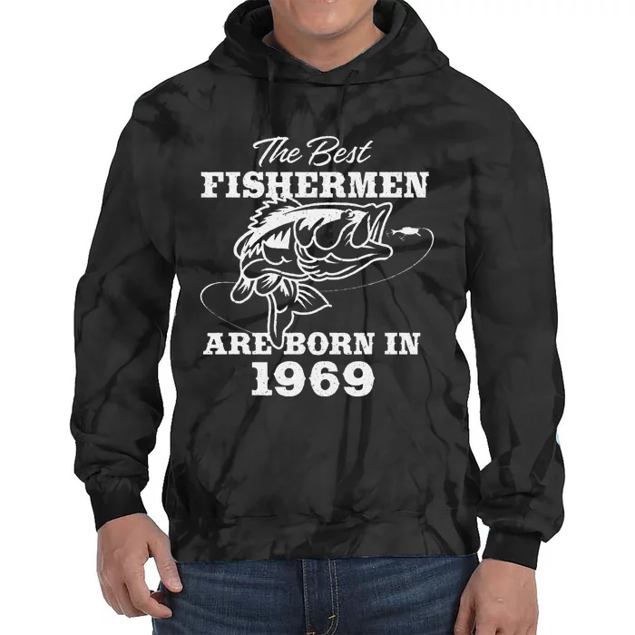 54 Year Old Fisherman Fishing 1969 54th Birthday Cute Tie Dye Hoodie