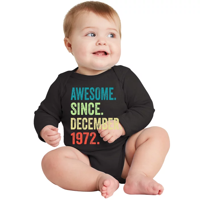 50 Year Old Gifts Vintage December 1972 50th Birthday Gift Baby Long Sleeve Bodysuit