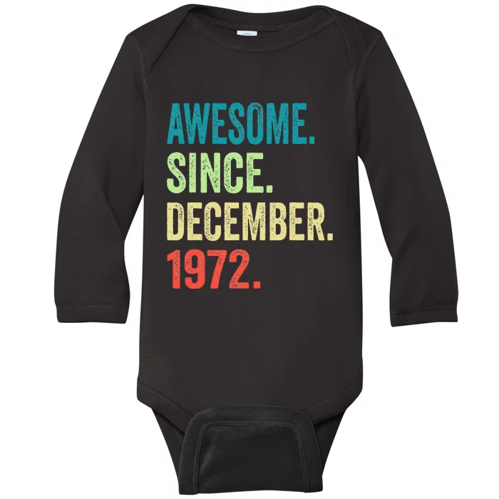 50 Year Old Gifts Vintage December 1972 50th Birthday Gift Baby Long Sleeve Bodysuit