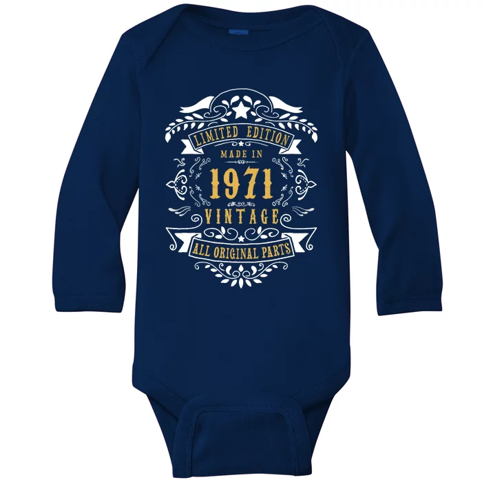 52 Years Old 52nd Birthday Made Born In 1971 Idea Baby Long Sleeve Bodysuit