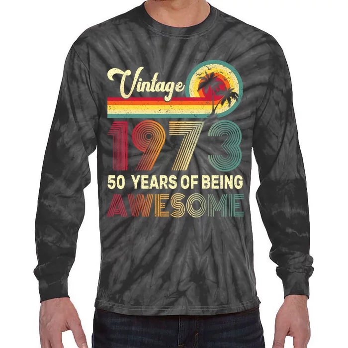 50 Years Old 1973 Vintage 50th Birthday Men Women Tie-Dye Long Sleeve Shirt