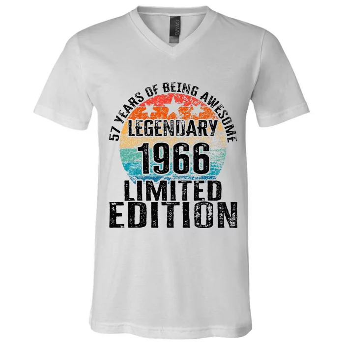 57 Years Of Being Awesome Vintage 1966 Limited Edition V-Neck T-Shirt