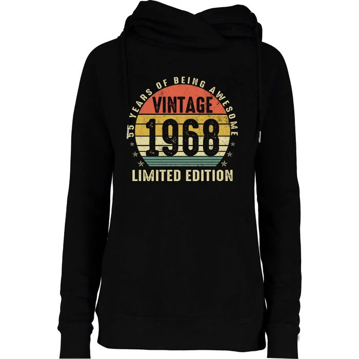 55 Years Of Being Awesome Vintage 1968 Limited Edition Womens Funnel Neck Pullover Hood