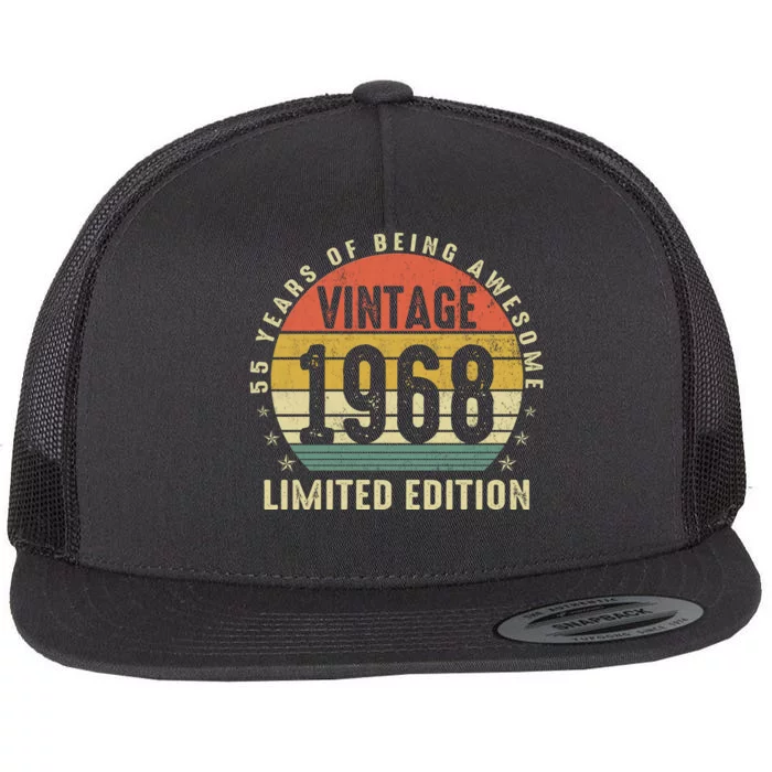 55 Years Of Being Awesome Vintage 1968 Limited Edition Flat Bill Trucker Hat