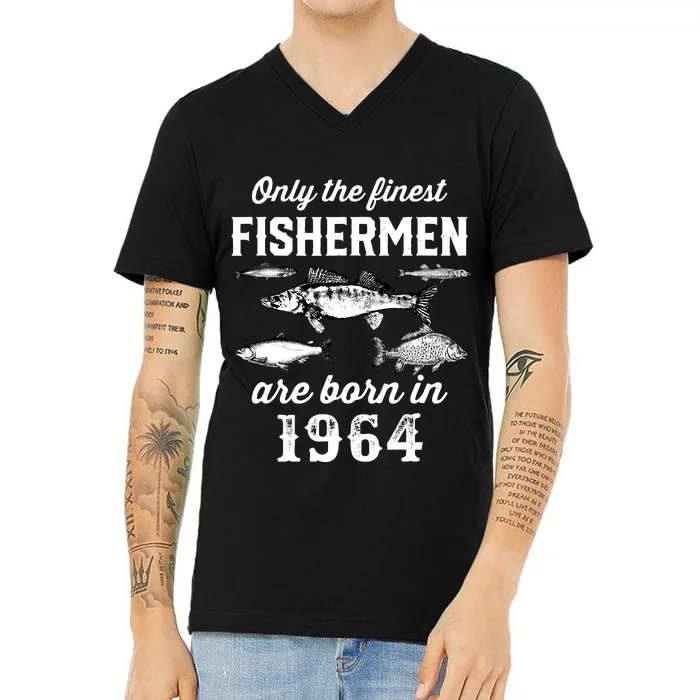 58 Years Old Fishing Fisherman 1964 Birthday V-Neck T-Shirt