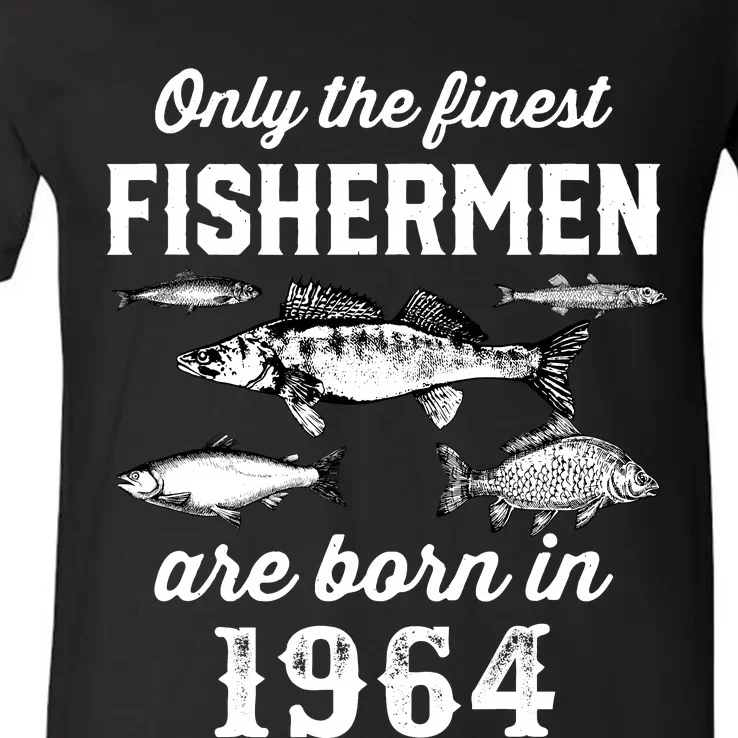 58 Years Old Fishing Fisherman 1964 Birthday V-Neck T-Shirt