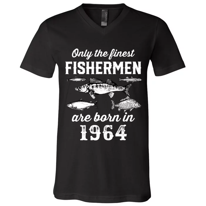 58 Years Old Fishing Fisherman 1964 Birthday V-Neck T-Shirt