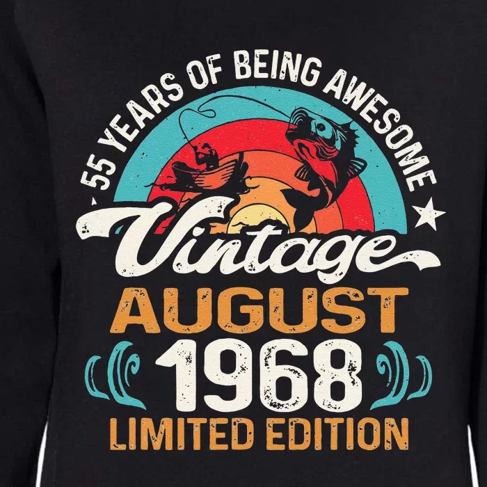 55 Year Old Fly Fishing Lover Born August 1968 55th Birthday Womens California Wash Sweatshirt