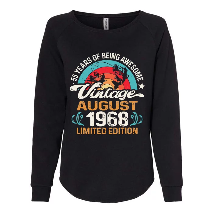 55 Year Old Fly Fishing Lover Born August 1968 55th Birthday Womens California Wash Sweatshirt