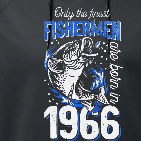 55 Years Old Fishing Fisherman 1966 55th Birthday Performance Fleece Hoodie