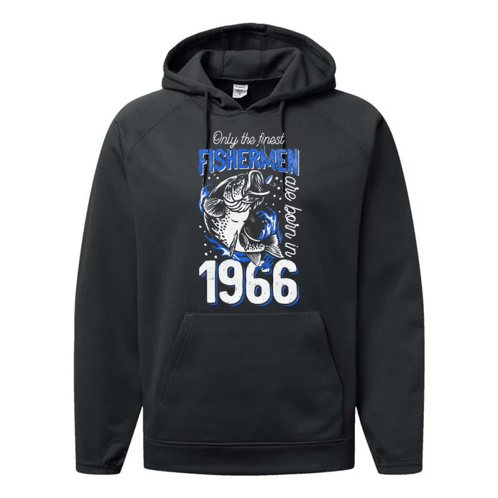 55 Years Old Fishing Fisherman 1966 55th Birthday Performance Fleece Hoodie