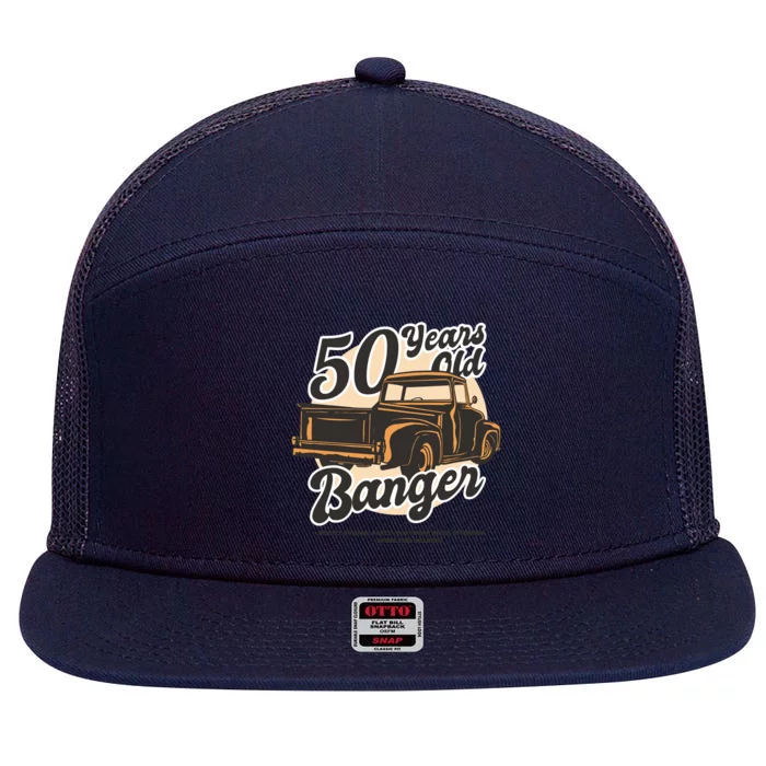 50 Years Old Banger Funny Birthday 7 Panel Mesh Trucker Snapback Hat