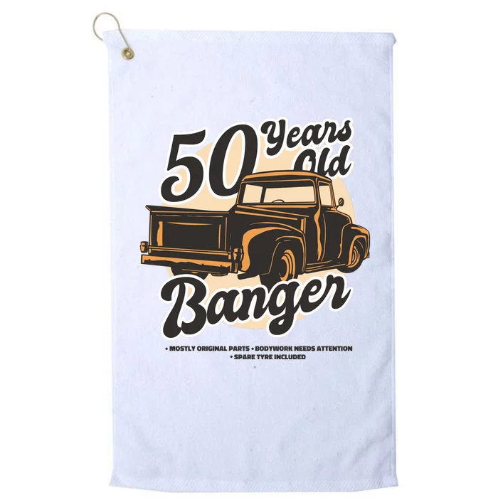 50 Years Old Banger Funny Birthday Platinum Collection Golf Towel