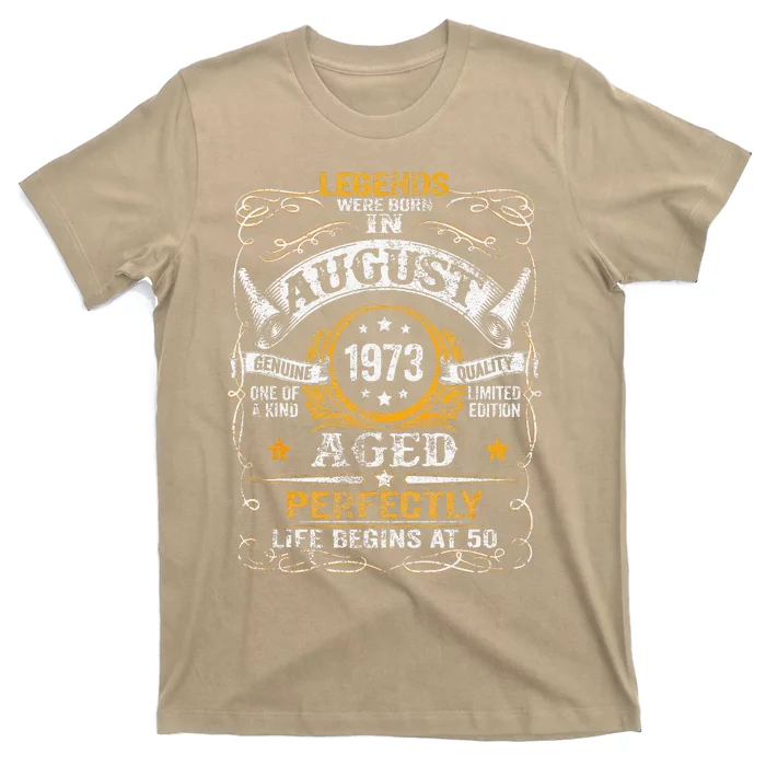 50 Year Old Legends Since August 1973 50th Birthday Gift T-Shirt