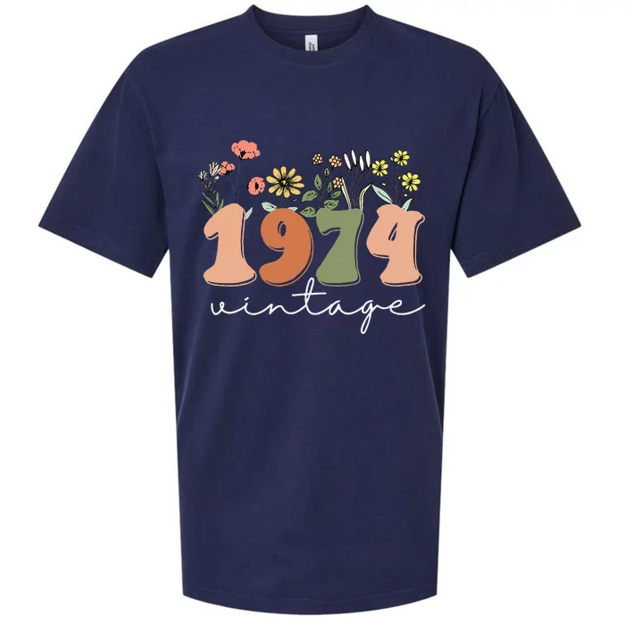 50 Years Old Vintage 1974 50th Birthday Wildflower Sueded Cloud Jersey T-Shirt