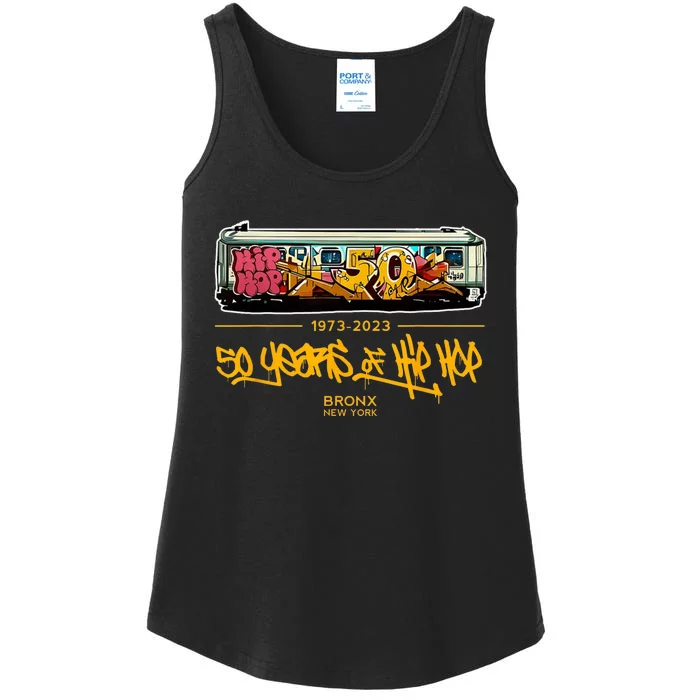 50 Years Of Hip Hop 50th Anniversary Retro Graffiti Ladies Essential Tank