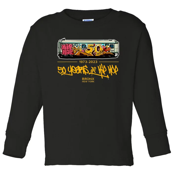 50 Years Of Hip Hop 50th Anniversary Retro Graffiti Toddler Long Sleeve Shirt