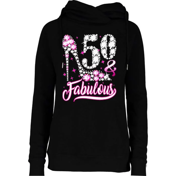 50 Years Old Gifts 50 & Fabulous 50th Birthday Pink Diamond Womens Funnel Neck Pullover Hood